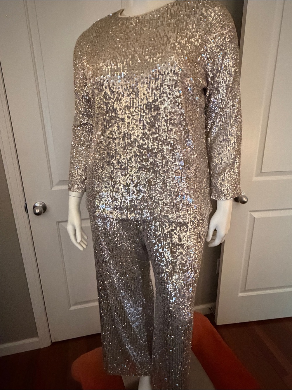 Marks & Spencer Rose Gold Sequin Long Sleeve Top - Size 20UK/16US